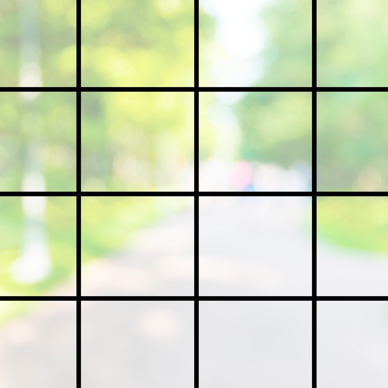 Window split into 16 boxes