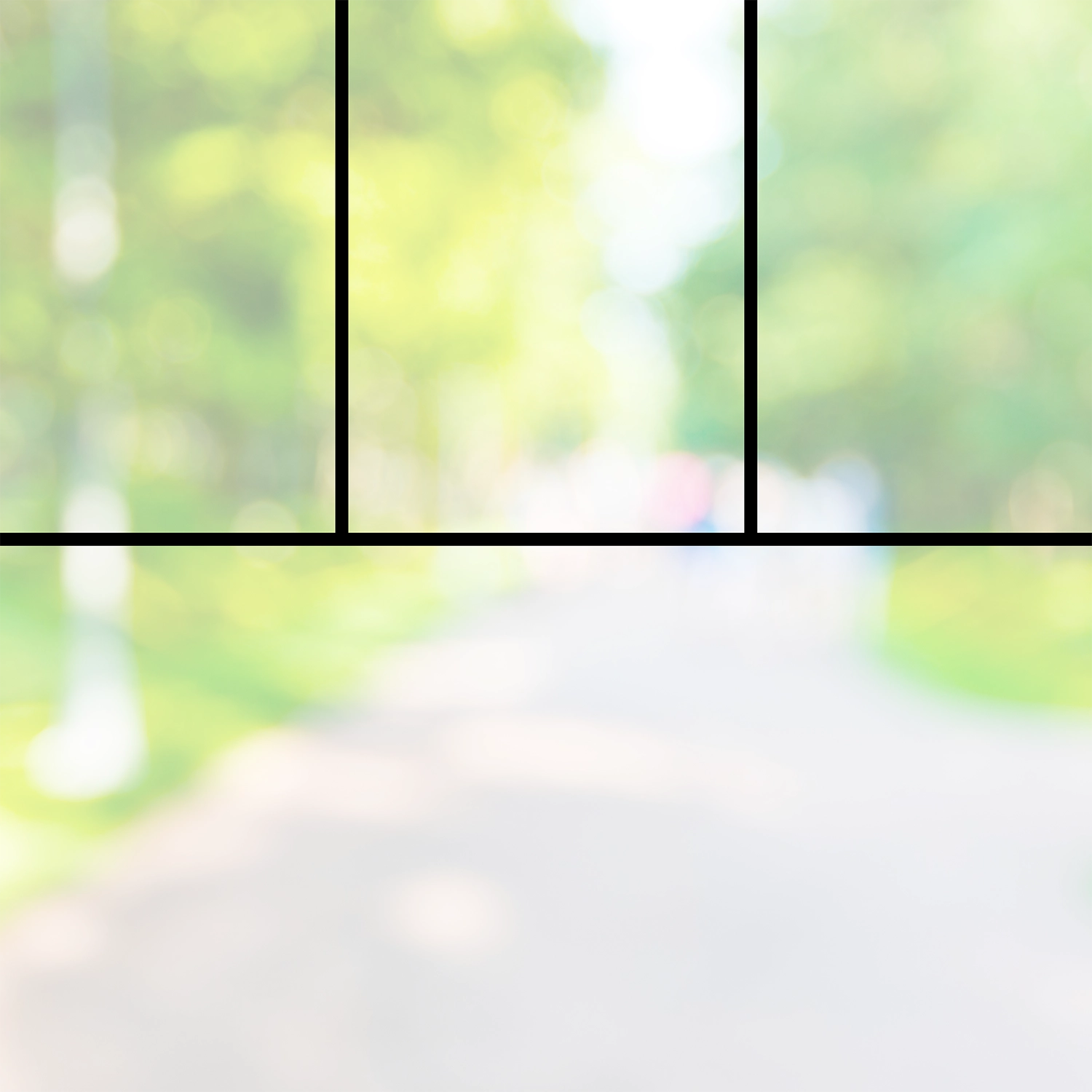 Window split into three squares above one large square