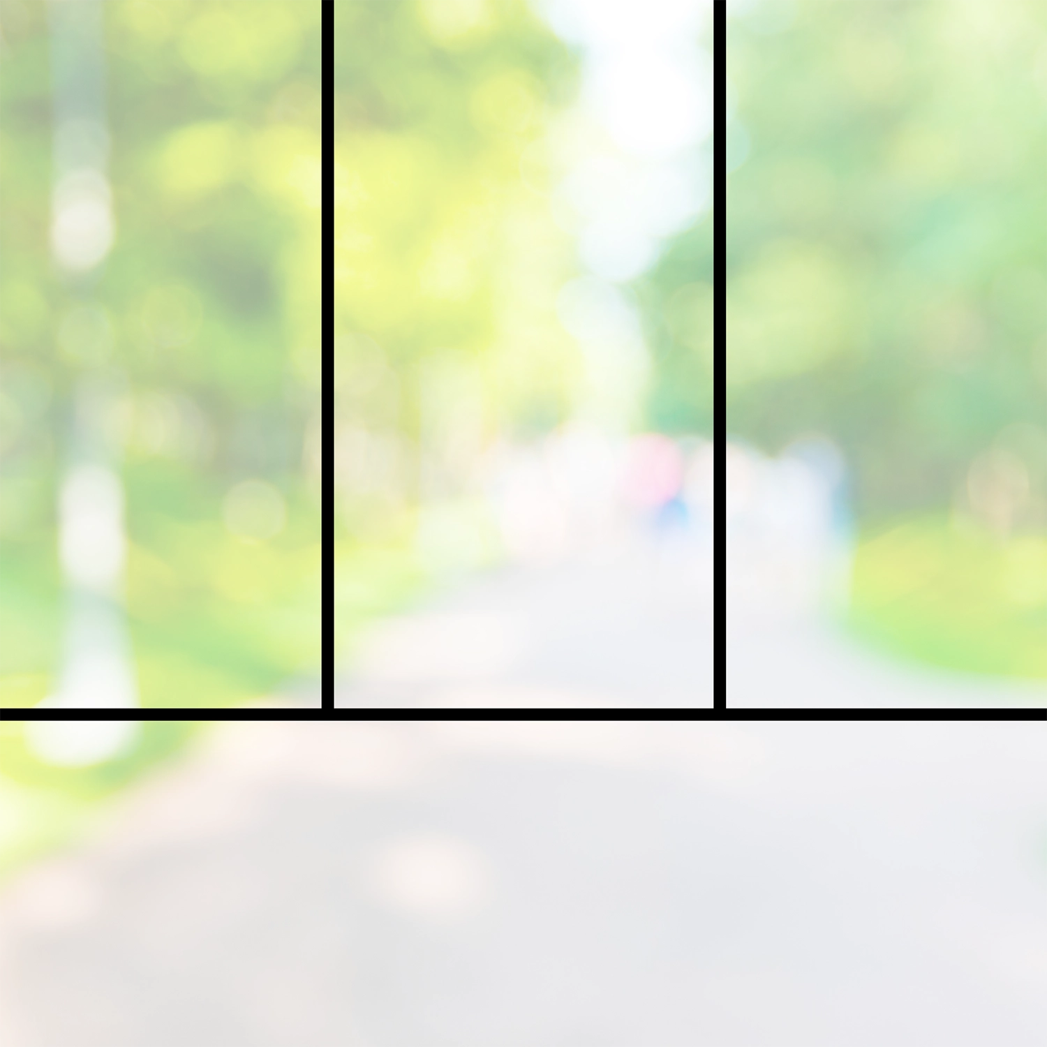 Window split into three squares above one large square