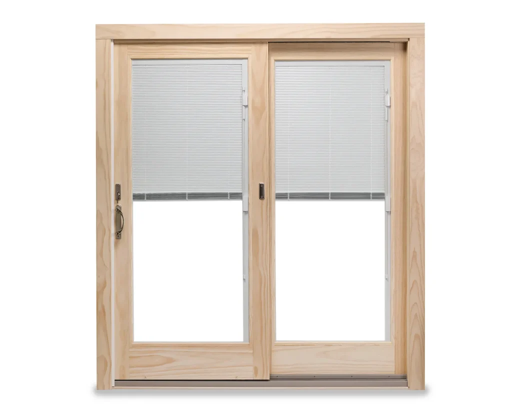 Wooden gliding patio doors