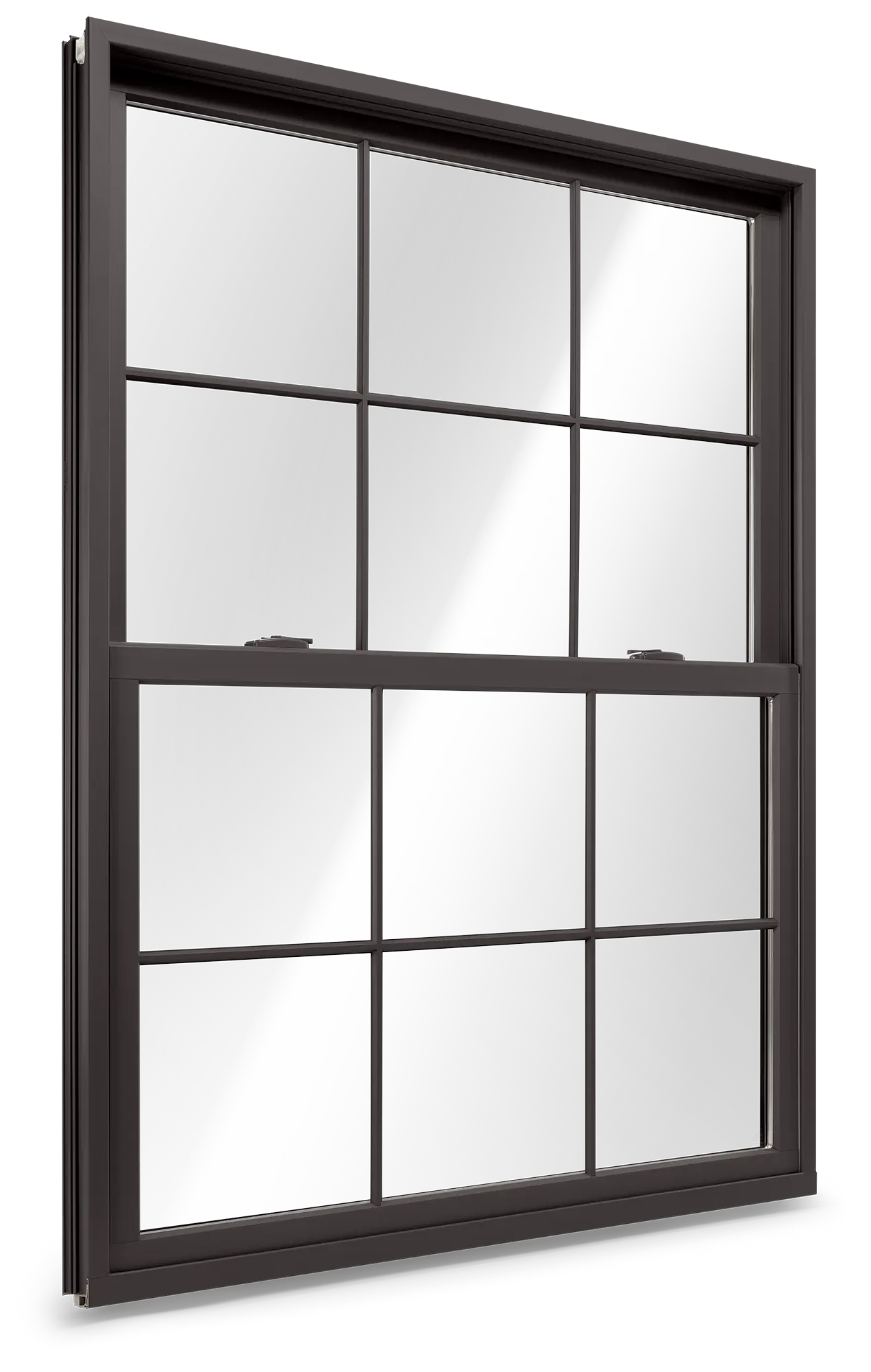 Brown double hung windows