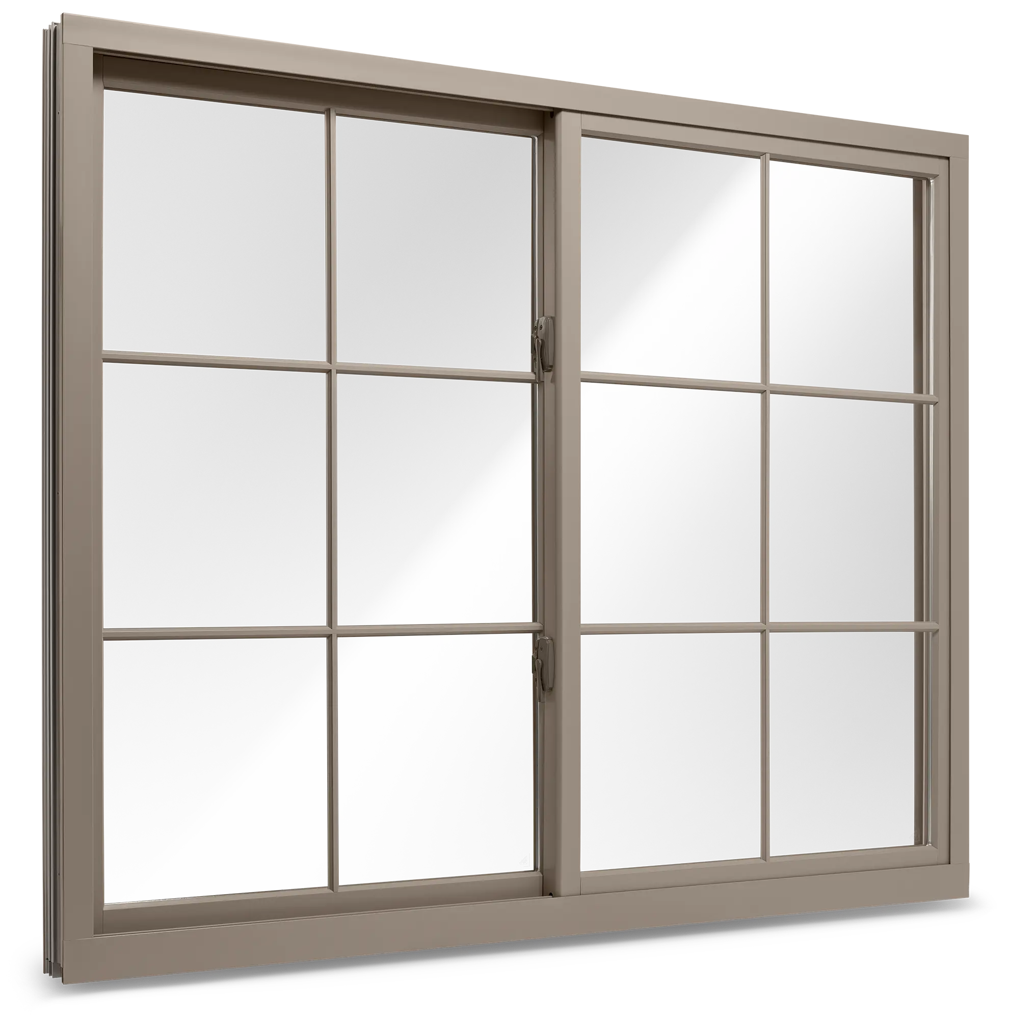 Dark gray gliding windows