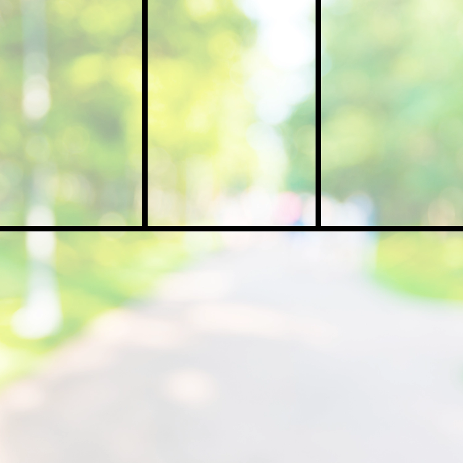 Window split into three squares above one large square