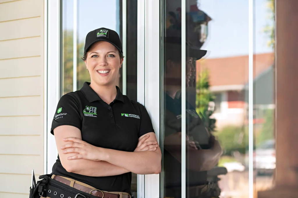 Renewal by Andersen employee leaning against a doorframe