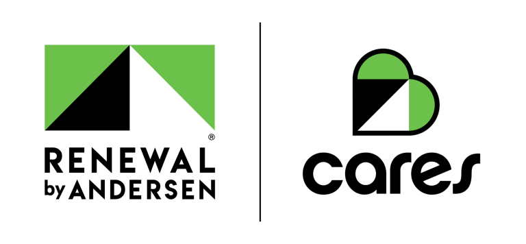 Renewal by Andersen logo and the Renewal Cares logo