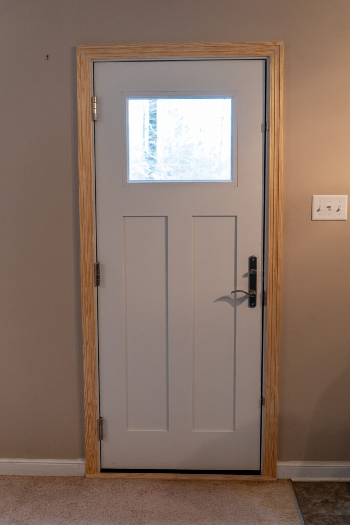 Brand new Renewal by Andersen Ensemble entry door, interior shot. 