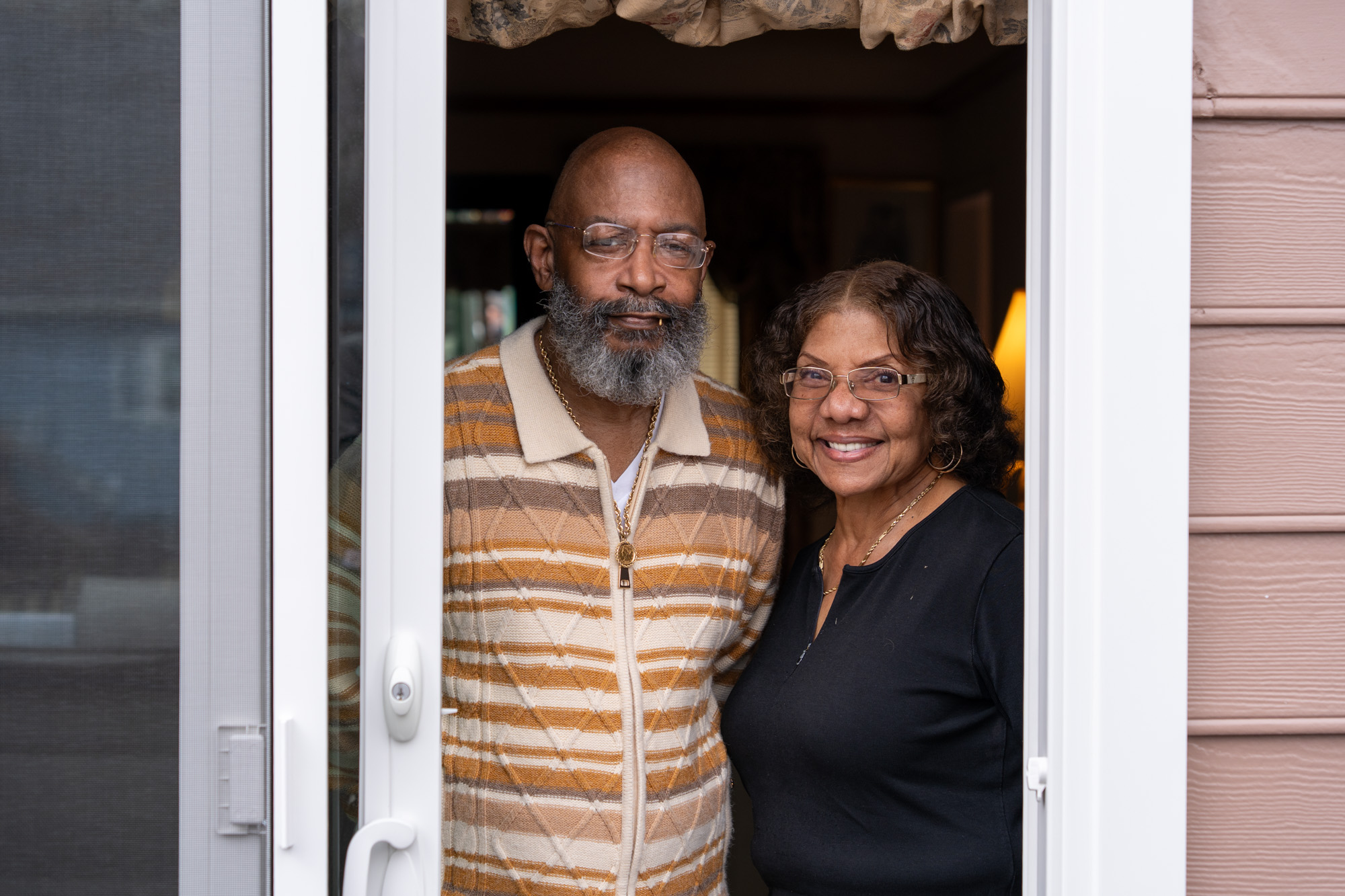 Everett and Carolyn look out of their new replacement patio door in Mechanicsville, VA
