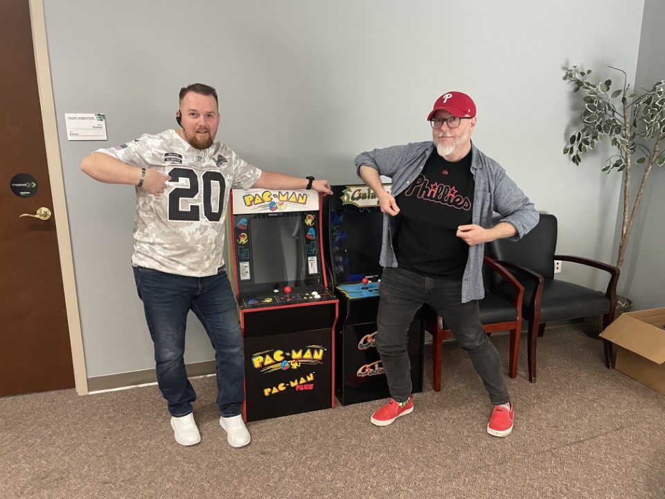 Thomas and PJ represent their favorite sports teams. Go Phillies!