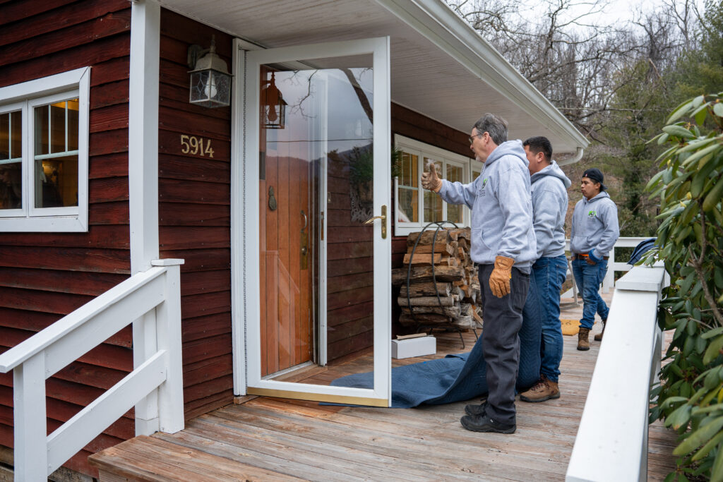 Renewal by Andersen installation crew arrives at the Roanoke home.