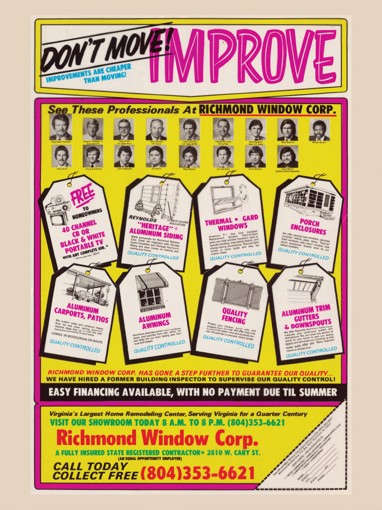 Don't Move! Improve vintage Richmond Window Corp poster.