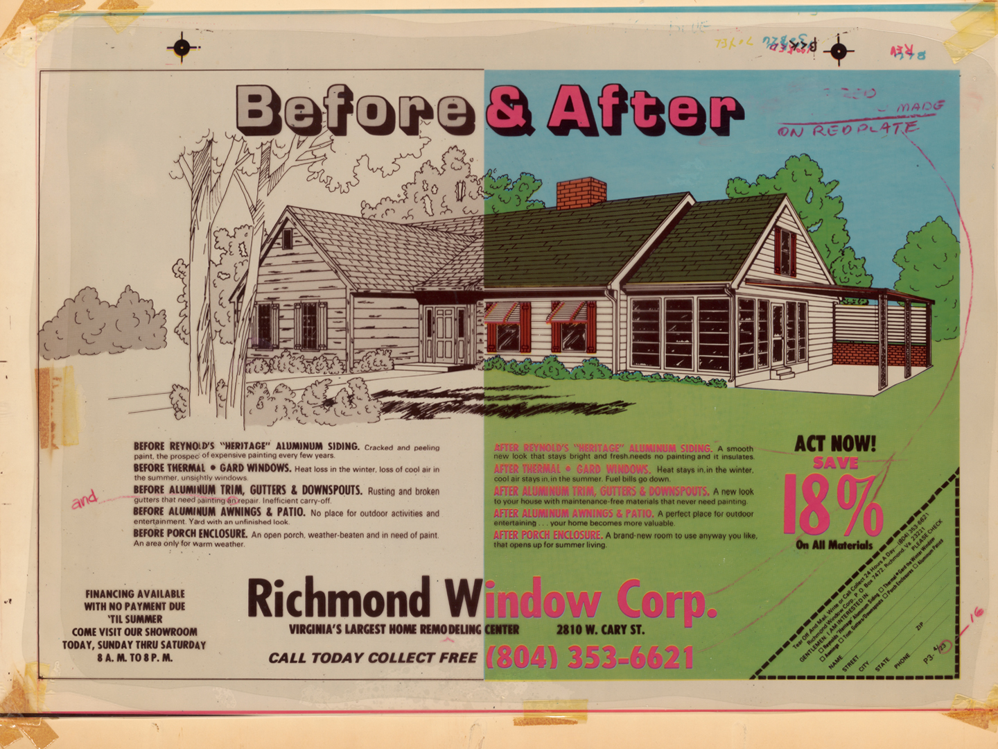Before cleaning up the high-resolution scan of a vintage Richmond Window Corp ad