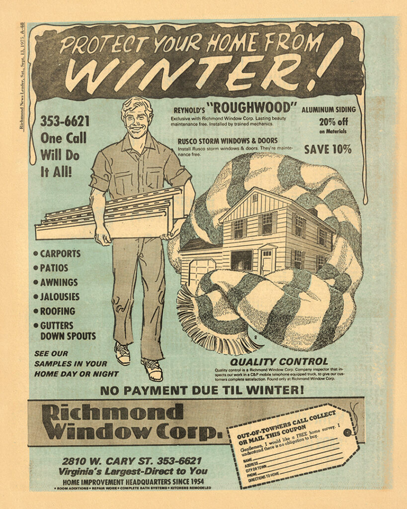 Protect Your Home From Winter! vintage Richmond Window Corp poster.
